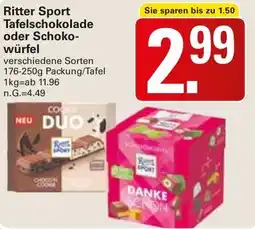 WEZ Ritter Sport Tafelschokolade oder Schokowürfel Angebot