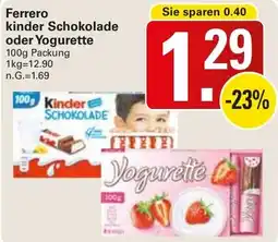 WEZ Ferrero kinder Schokolade oder Yogurette Angebot