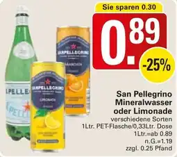 WEZ San Pellegrino Mineralwasser oder Limonade Angebot