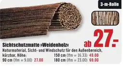 B1 Discount Baumarkt Sichtschutzmatte >>Weidenholz<< Angebot