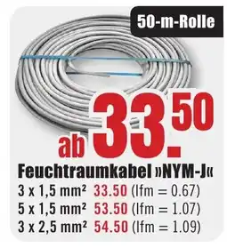B1 Discount Baumarkt Feuchtraumkabel "NYM-J" Angebot