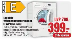 B1 Discount Baumarkt Exquisit Wärmepumpentrockner >>TWP 803-030<< Angebot
