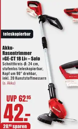 B1 Discount Baumarkt Einhell Akku- Rasentrimmer »GE-CT 18 Li«- Solo Angebot