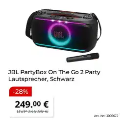 Saturn JBL PartyBox On The Go 2 Party Lautsprecher, Schwarz Angebot