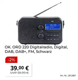 Saturn OK. ORD 220 Digitalradio, Digital, DAB, DAB+, FM, Schwarz Angebot