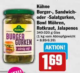 HIT Ullrich Kühne Burger-, Sandwich oder -Salatgurken, Bowl Möhren, Rotkraut, Jalapenos Angebot