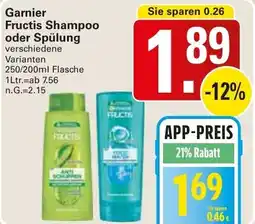 WEZ Garnier Fructis Shampoo oder Spülung Angebot