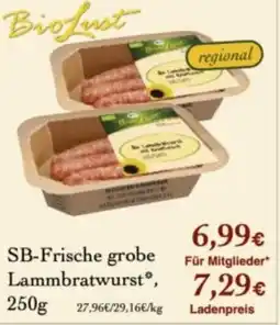 LPG Biomarkt SB-Frische grobe Lammbratwurst, Angebot