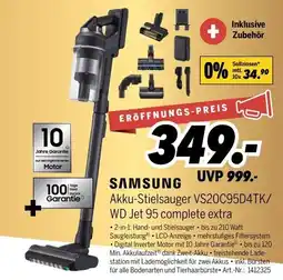MEDIMAX SAMSUNG Akku-Stielsauger VS20C95D4TK/ WD Jet 95 complete extra Angebot