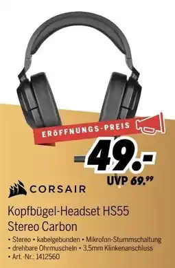 MEDIMAX CORSAIR Kopfbügel-Headset HS55 Stereo Carbon Angebot