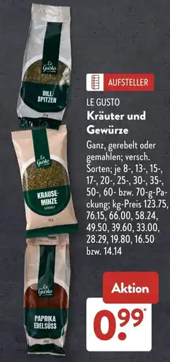 Aldi Süd LE GUSTO Kräuter und Gewürze Angebot