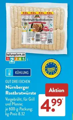 Aldi Süd GUT DREI EICHEN Nürnberger Rostbratwürste Angebot