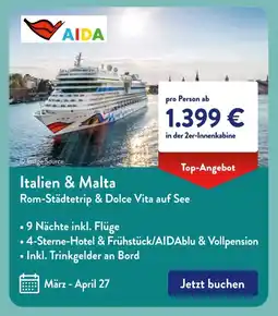 Aldi Süd Italien & Malta Rom-Städtetrip & Dolce Vita auf See Angebot