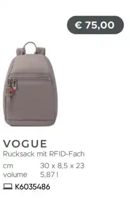 Galeria VOGUE Rucksack mit RFID-Fach Angebot