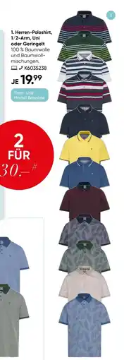 Galeria Herren-Poloshirt, 1/2-Arm, Uni oder Geringelt Angebot