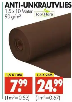 Wreesmann Top flora anti-unkrautvlies 1,5 x 10 meter Angebot