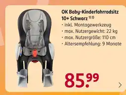Rossmann Ok baby kinderfahrradsitz 10+ schwarz Angebot