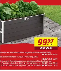 toom Baumarkt Hochbeet aluminiumprofil 75 cm x 160 cm Angebot