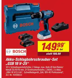 toom Baumarkt Bosch akku-schlagbohrschrauber-set gsb 18 v-25 Angebot