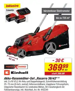 toom Baumarkt Einhell akku-rasenmäher-set rasarro 36/42 Angebot