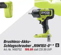 toom Baumarkt Ryobi brushless-akku-schlagschrauber riw18x-0 Angebot