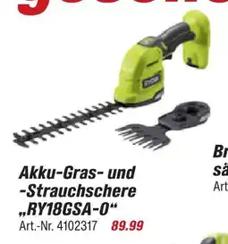 toom Baumarkt Ryobi akku-gras- und strauchschere ry18gsa-0 Angebot
