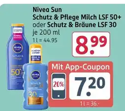 Rossmann Nivea sun schutz & pflege milch lsf 50+ oder schutz & bräune lsf 30 Angebot