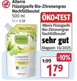 Rossmann Alterra flüssigseife bio-zitronengras nachfüllbeutel Angebot