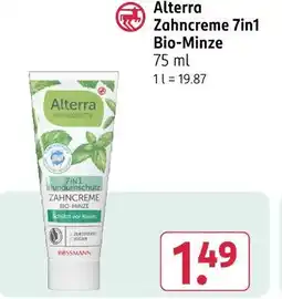 Rossmann Alterra zahncreme 7in1 bio-minze Angebot
