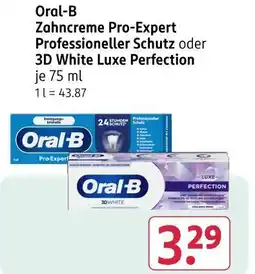 Rossmann Oral-b zahncreme pro-expert professioneller schutz oder 3d white luxe perfection Angebot