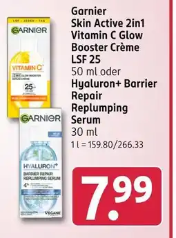 Rossmann Garnier skin active 2in1 vitamin c glow booster crème lsf 25 Angebot