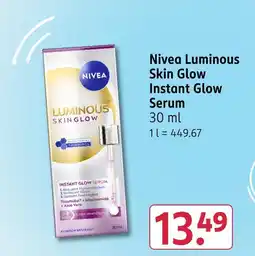 Rossmann Nivea luminous skin glow instant glow serum Angebot