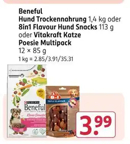 Rossmann Beneful hund trockenahrung oder 8in1 flavour hund snacks oder vitakraft katze poesie multipack Angebot
