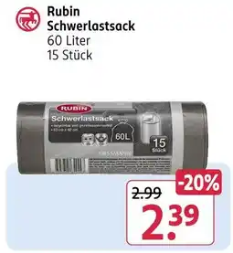 Rossmann Rubin schwerlastsack Angebot