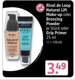 Rossmann Rival de loop natural lift make-up oder bronzing powder oder grip primer Angebot