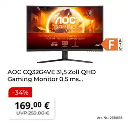 Saturn AOC CQ32G4VE 31,5 Zoll QHD Gaming Monitor 0,5 ms... Angebot
