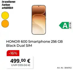 Saturn HONOR 600 Smartphone 256 GB Black Dual SIM Angebot
