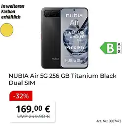 Saturn NUBIA Air 5G 256 GB Titanium Black Dual SIM Angebot