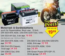 Jawoll ibox Motorrad- & Gerätebatterie DIN 50615 Gel, 6Ah/DIN 50812FA AGM, 8Ah nur 32,99 Angebot
