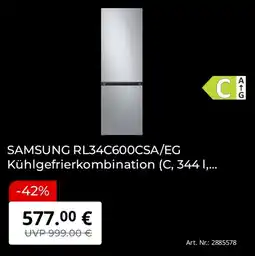Saturn SAMSUNG RL34C600CSA/EG Kühlgefrierkombination (C, 344 I,... Angebot