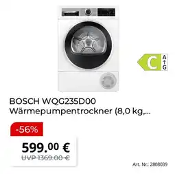 Saturn BOSCH WQG235D00 Wärmepumpentrockner (8,0 kg,... Angebot