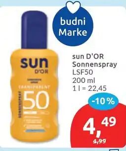 Budni sun D'OR Sonnenspray LSF50 Angebot
