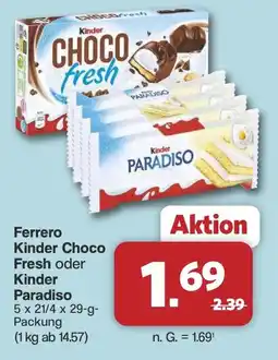 Famila Nord West Ferrero Kinder Choco Fresh oder Kinder Paradiso Angebot