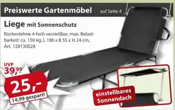 Sonderpreis Baumarkt Liege mit Sonnenschutz Angebot
