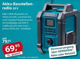 Sonderpreis Baumarkt GERMANIA Akku-Baustellen- radio 20 v Angebot