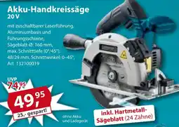 Sonderpreis Baumarkt GERMANIA Akku-Handkreissäge 20V Angebot