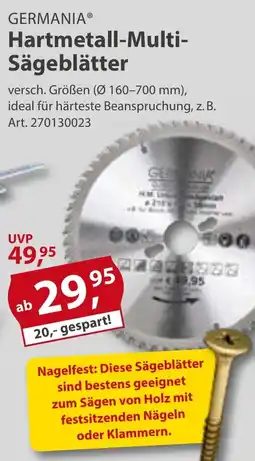 Sonderpreis Baumarkt GERMANIA Hartmetall-Multi- Sägeblätter Angebot
