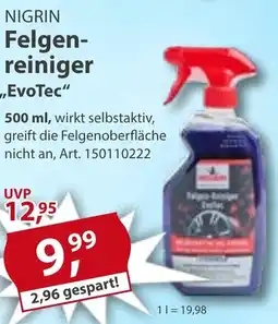 Sonderpreis Baumarkt NIGRIN Felgen- reiniger ,,EvoTec" Angebot