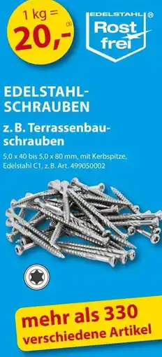 Sonderpreis Baumarkt EDELSTAHL- SCHRAUBEN z. B. Terrassenbau- schrauben Angebot