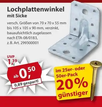 Sonderpreis Baumarkt Lochplattenwinkel mit Sicke Angebot